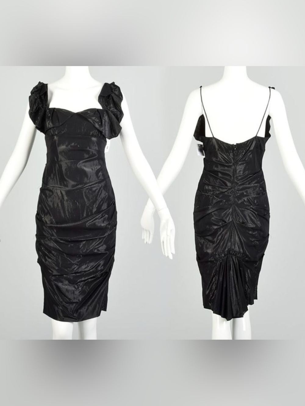 Nicole Miller Collection shiny black cocktail party dress size 6